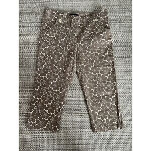 Boden cropped ankle women 14 Brown Floral Pants capri Stretch boho preppy retro